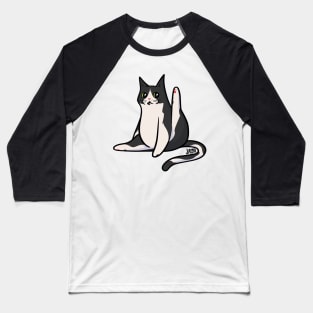 Cow Cat Leg Up Baseball T-Shirt